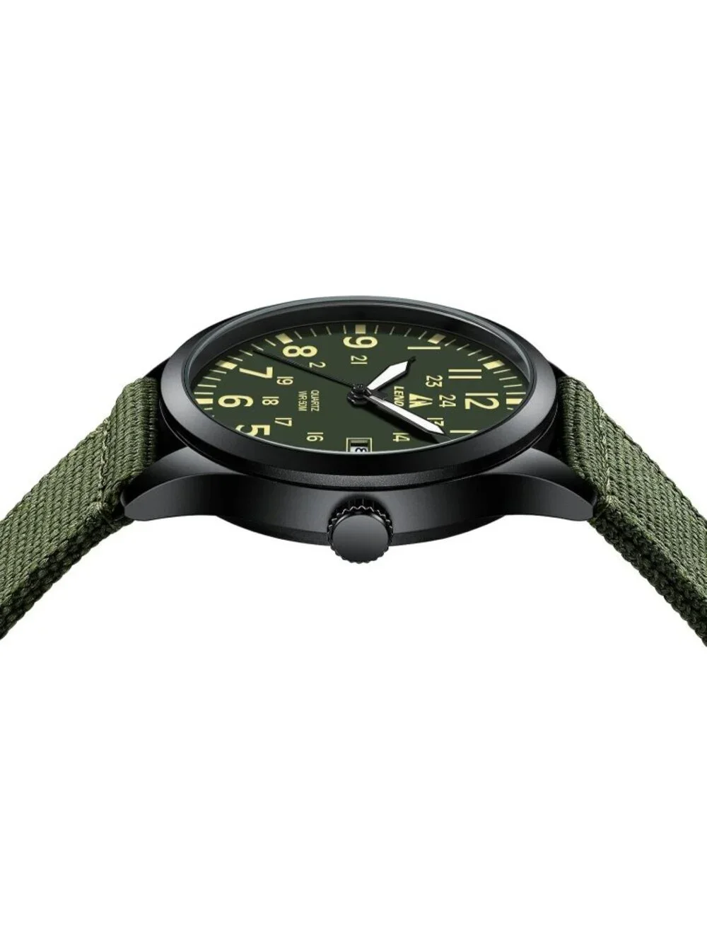 Men's Green Nylon Strap Stylish Luminous Unisex Military Tactical Casual Watch
